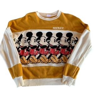 Disney Mickey Mouse Tri Panel Womens Crewneck Pullover Sweatshirt Size X-Small